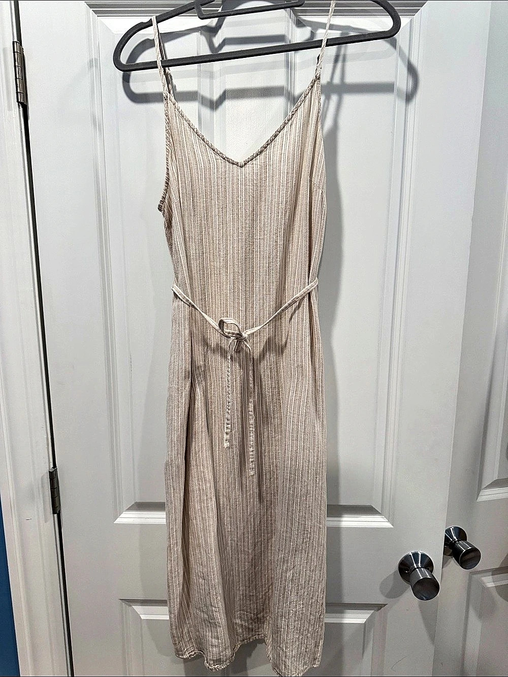 Time and Tru Striped Linen Midi Dress Size Medium